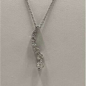 Sterling Sterling Marsala Curved‎ Wavy 7 Stone Diamond Journey Pendant Necklace